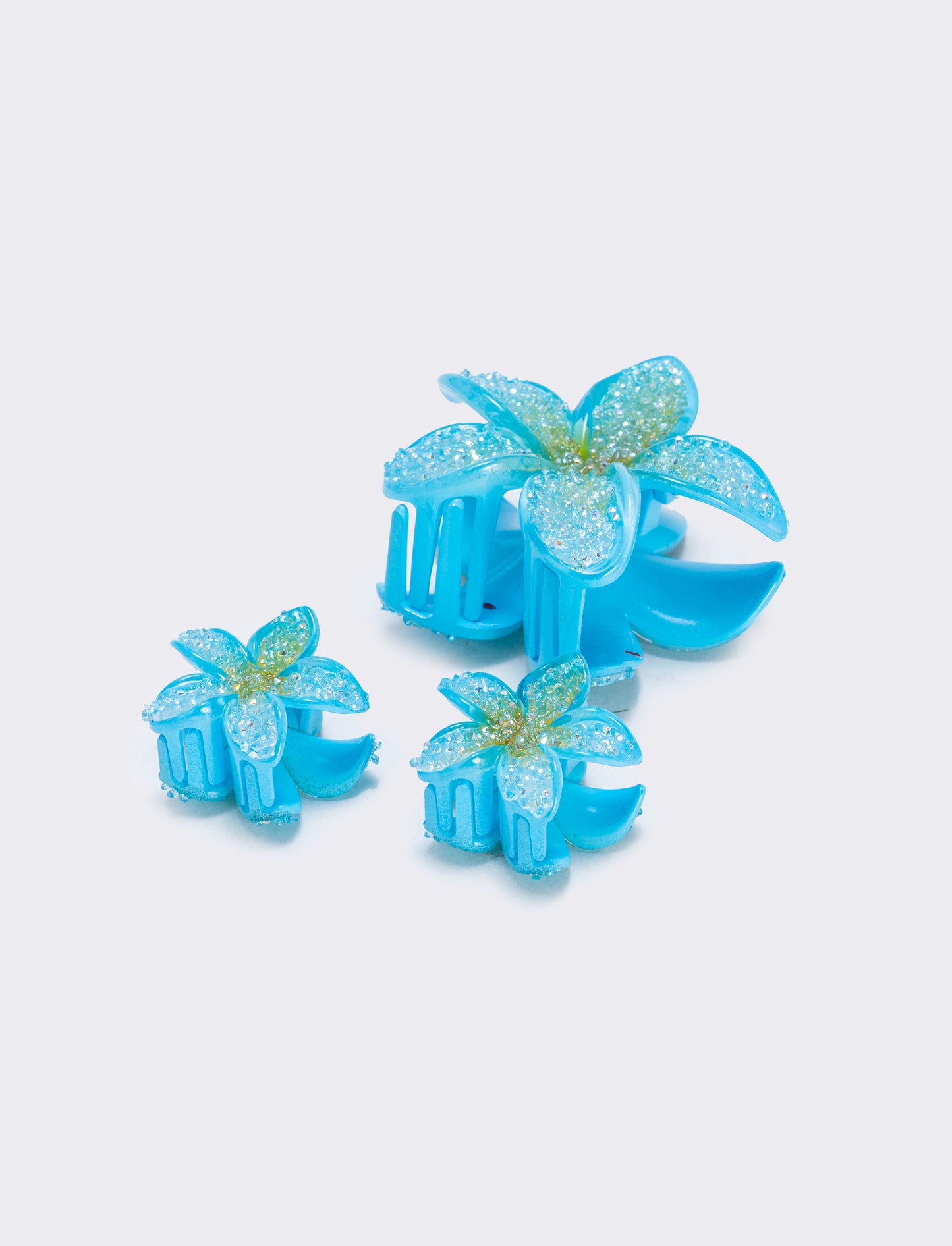 Set of 3 flower effect sugar tweezers - Sky blue
