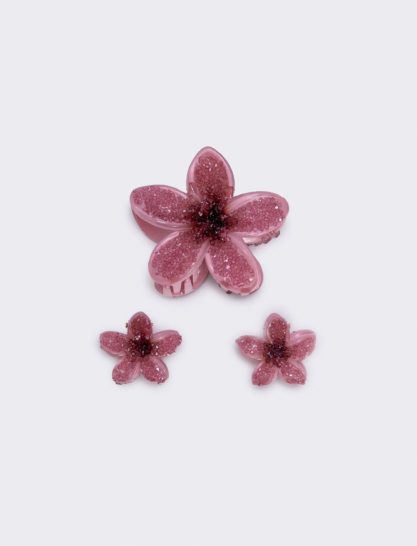 Set of 3 flower effect sugar tweezers - Pink