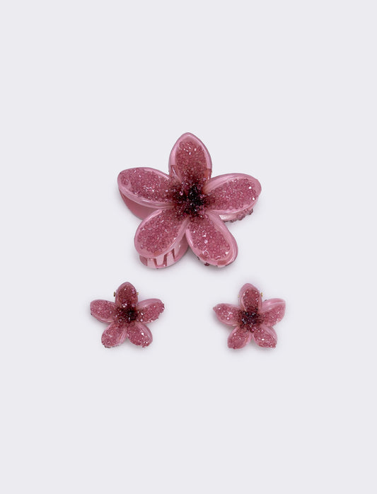Set di 3 pinze fiore effetto zucchero - Rosa