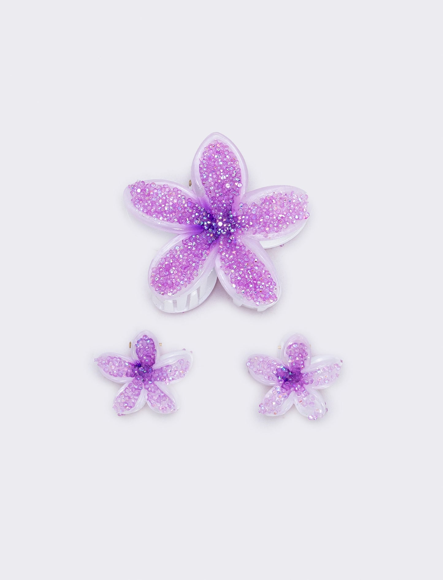 Set of 3 flower effect sugar tweezers - Purple