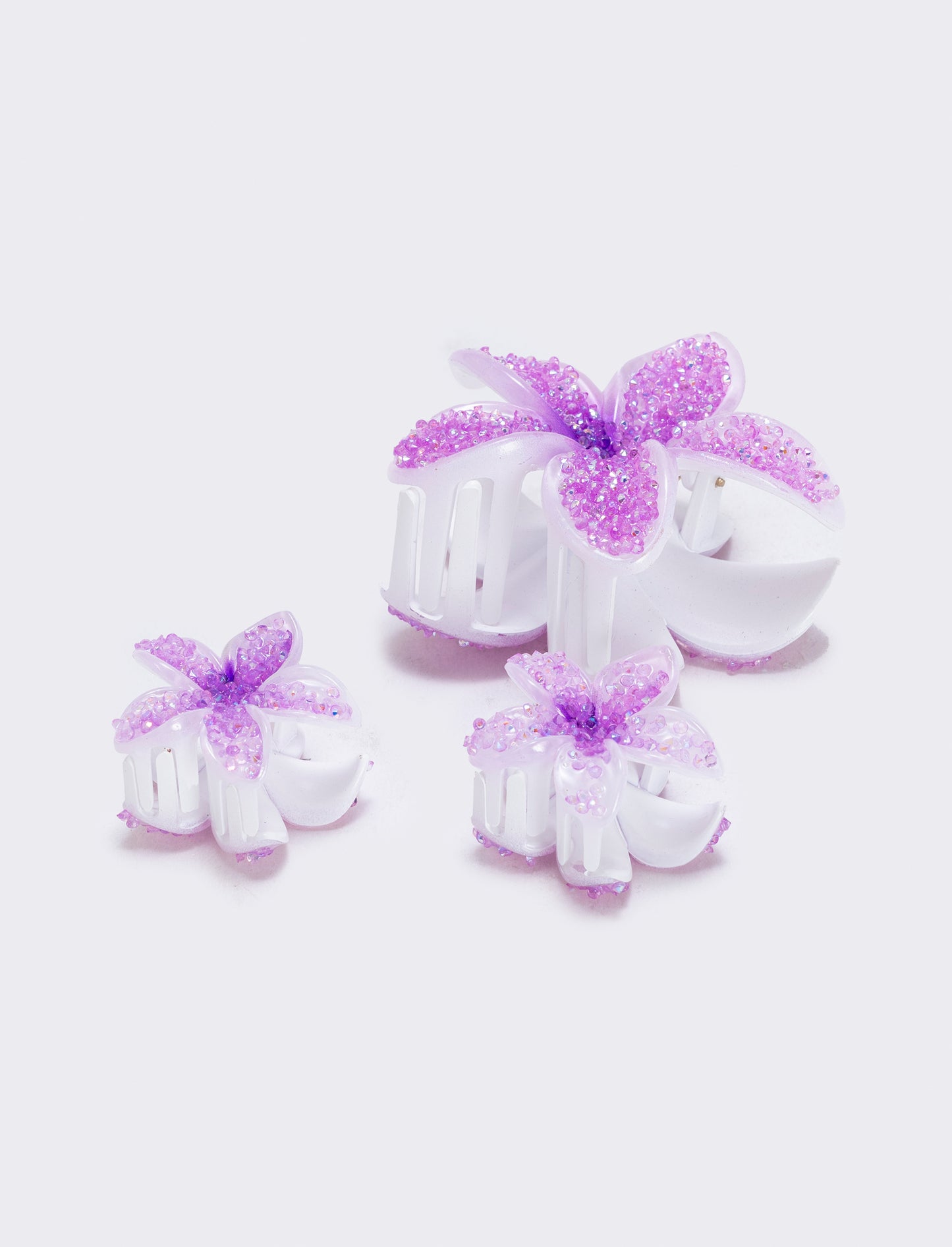 Set of 3 flower effect sugar tweezers - Purple