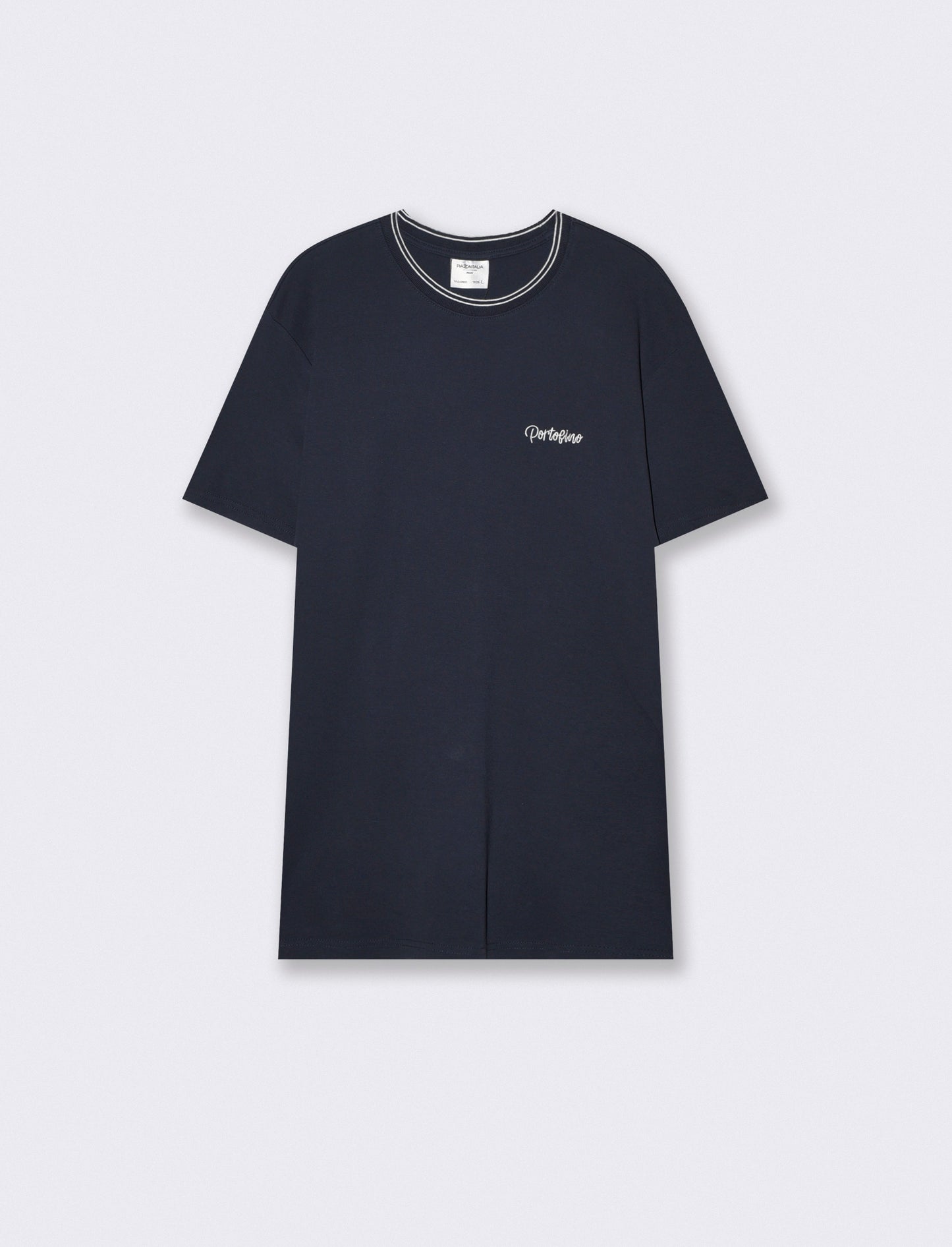 T-shirt cotone mercerizzato con contrasti - Blu