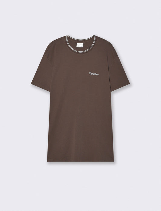 T-shirt cotone mercerizzato con contrasti - Moro