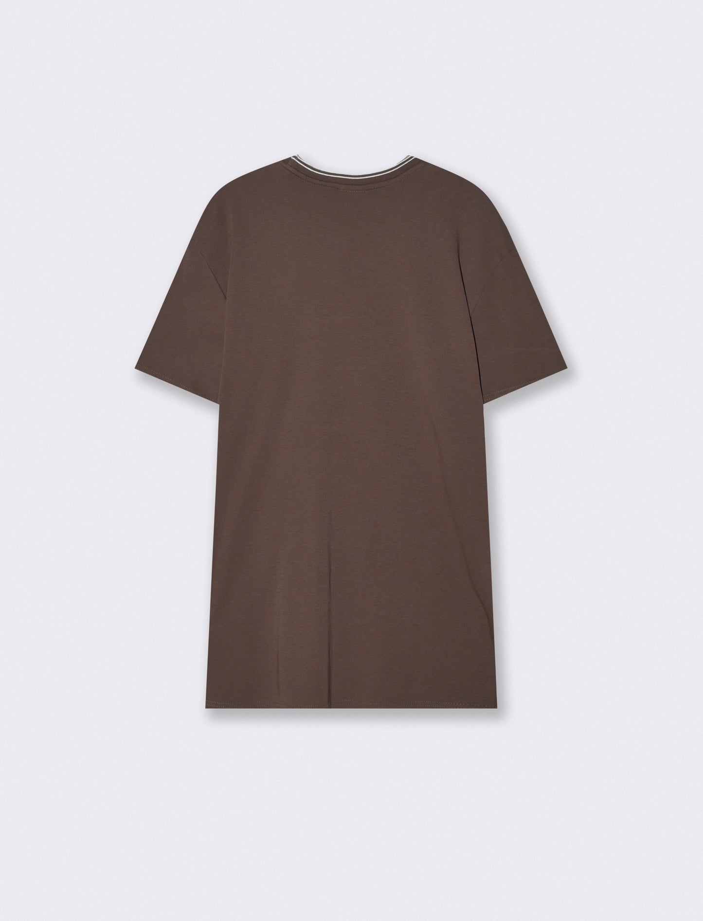 Mercerized cotton T-shirt with contrasts - Brown