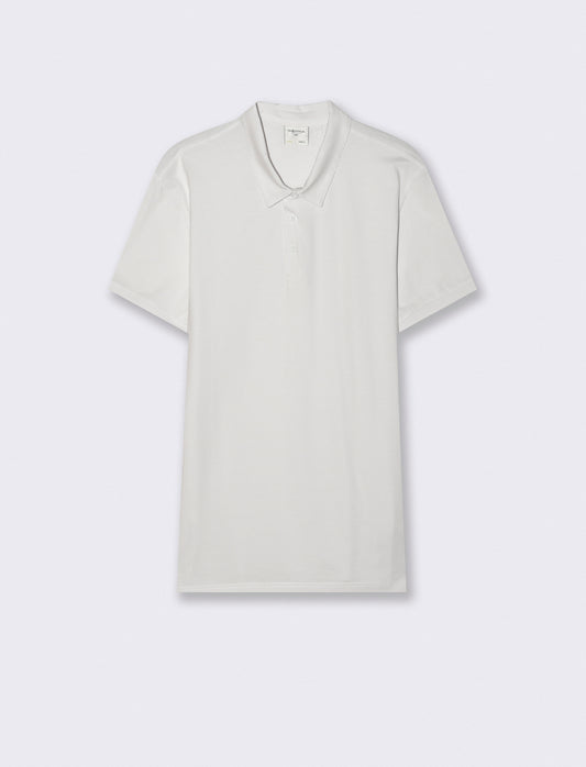 Polo Collo Derby in Cotone Elasticizzato - Bianco