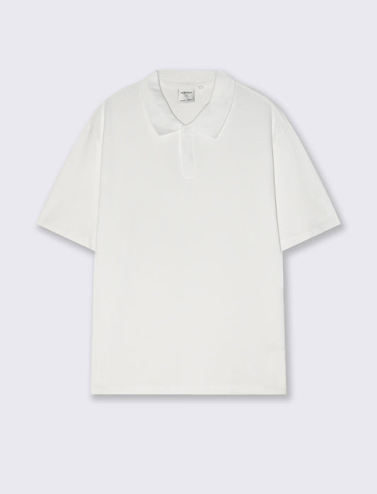Polo Collo Derby in Micro Waffle - Bianco