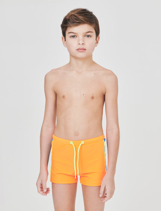 Costume boxer elastico con dettagli fluo - Arancio