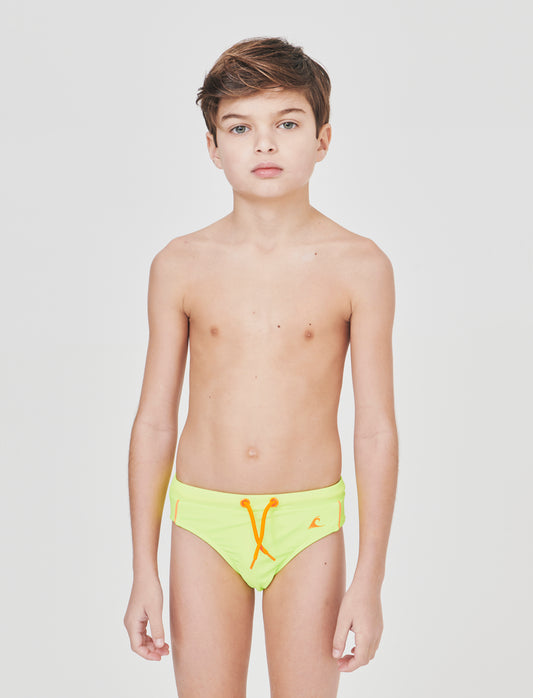 Costume slip elastico con stampa fluo - Giallo