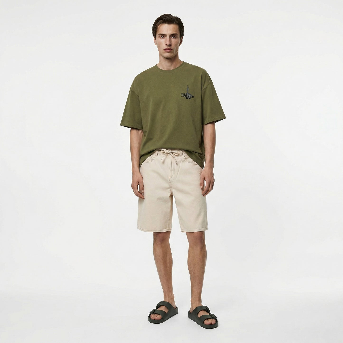 Bermuda Skater Fit Cotton with Belt - Beige
