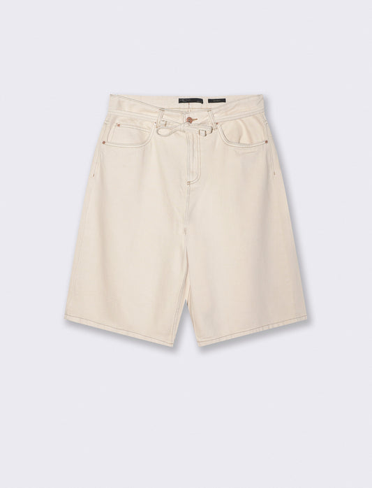 Bermuda Skater Fit Cotton with Belt - Beige