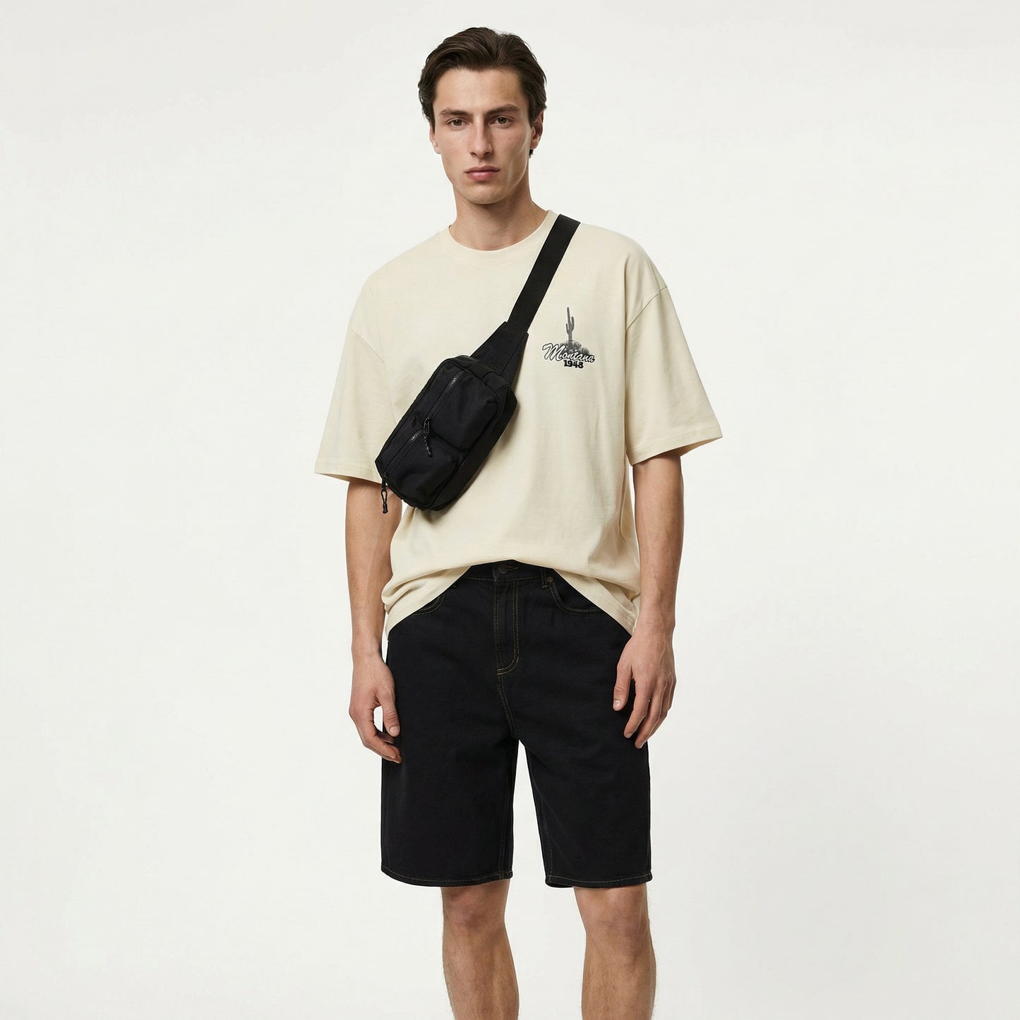 Bermuda Skater Fit Cotton with Belt - Black