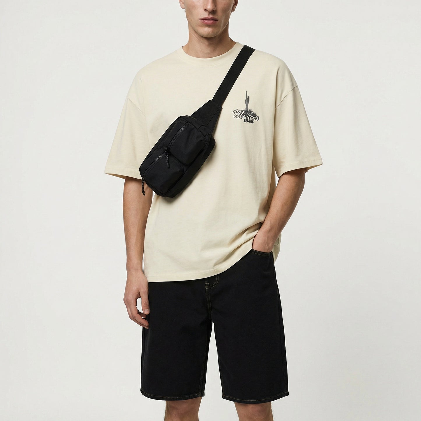 Bermuda Skater Fit Cotton with Belt - Black