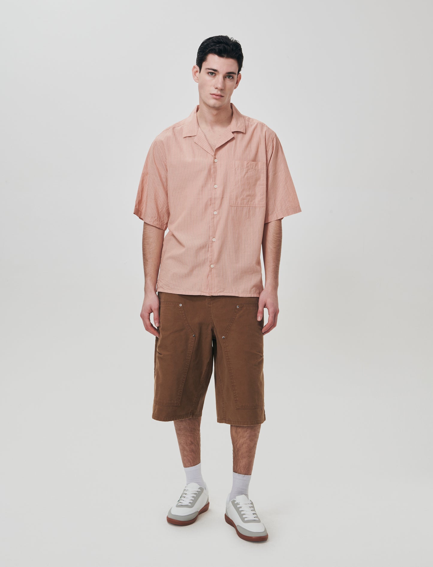 Bermuda long fit in cotton canvas - Brown