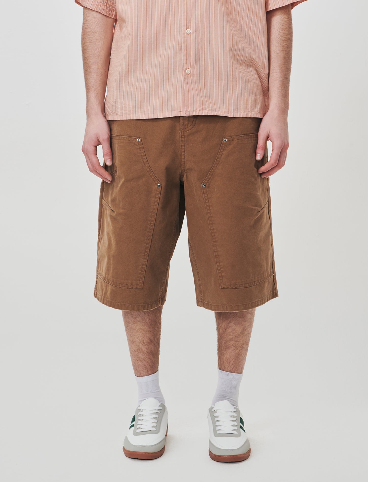 Bermuda long fit in cotton canvas - Brown