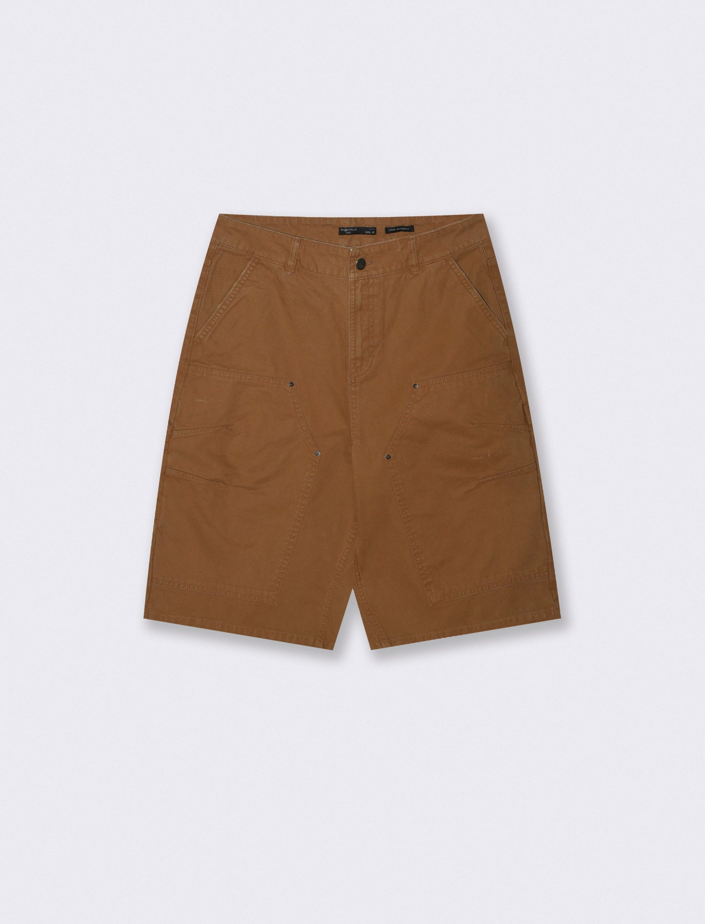 Bermuda long fit in cotton canvas - Brown