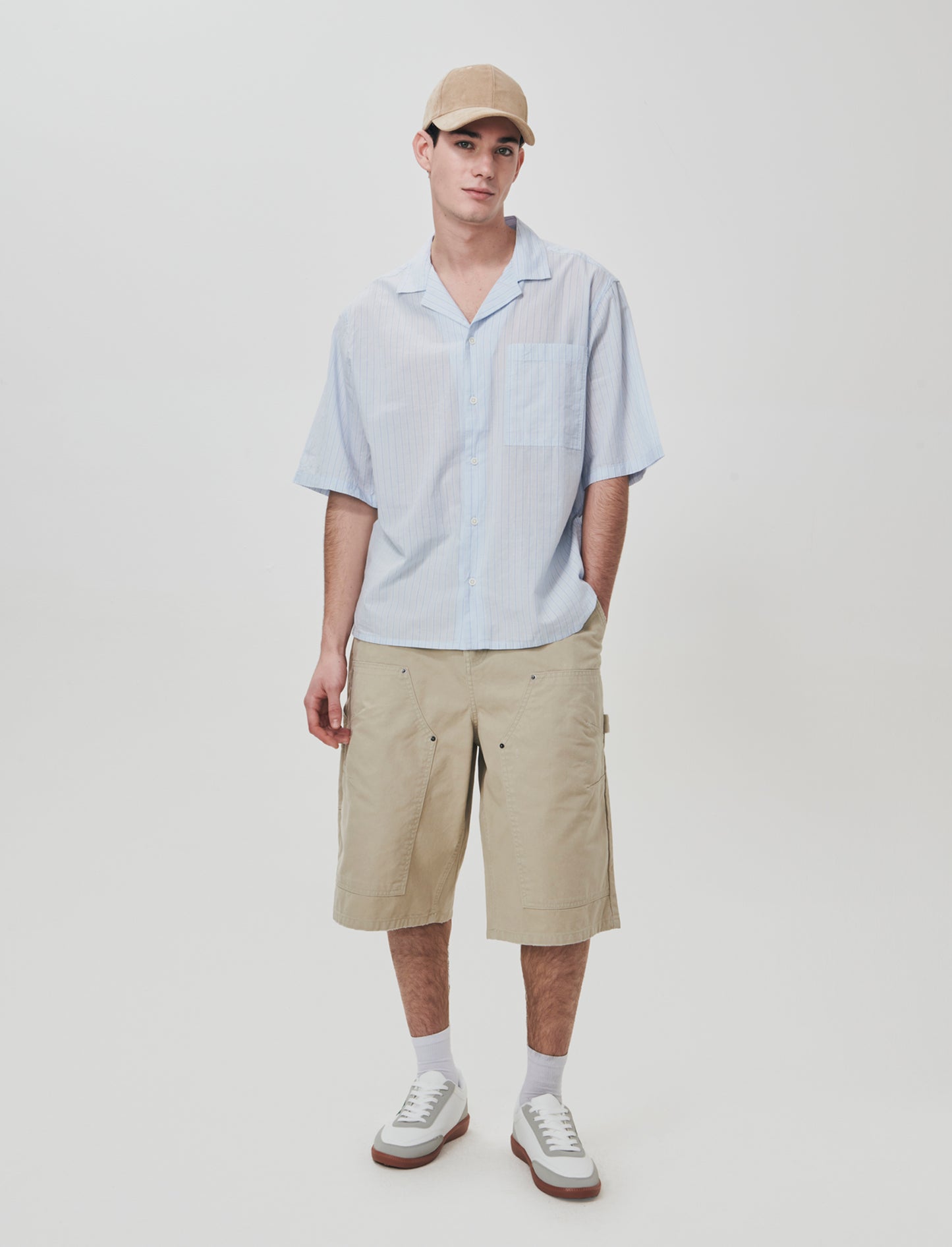 Bermuda long fit in cotton canvas - Grey
