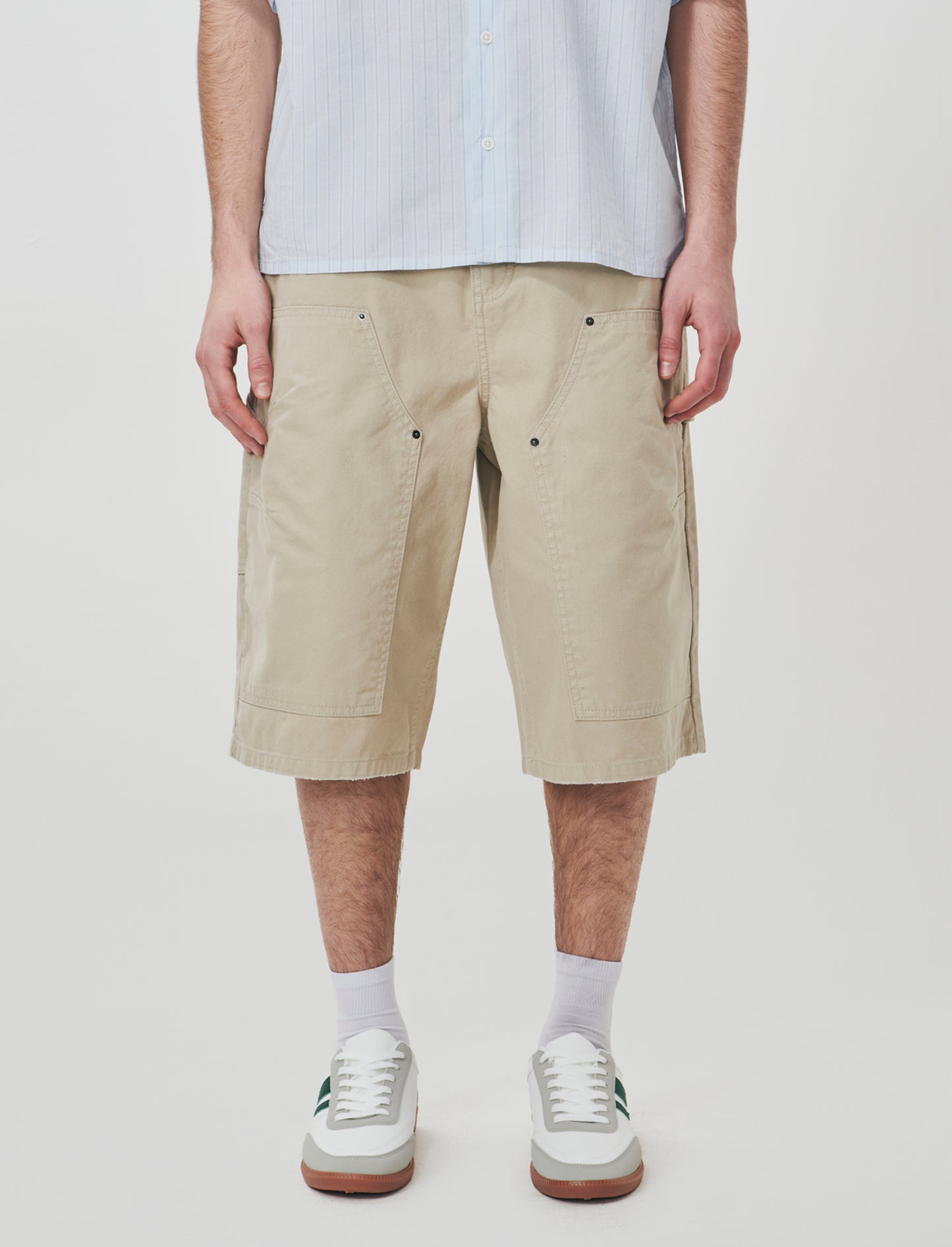 Bermuda long fit in cotton canvas - Grey