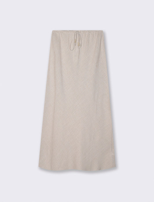 Gonna Longuette con Elastico e Coulisse - Sabbia