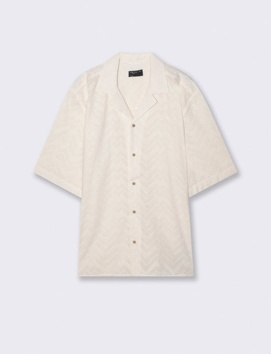 Camicia boxy fit effetto zig zag - Bianco