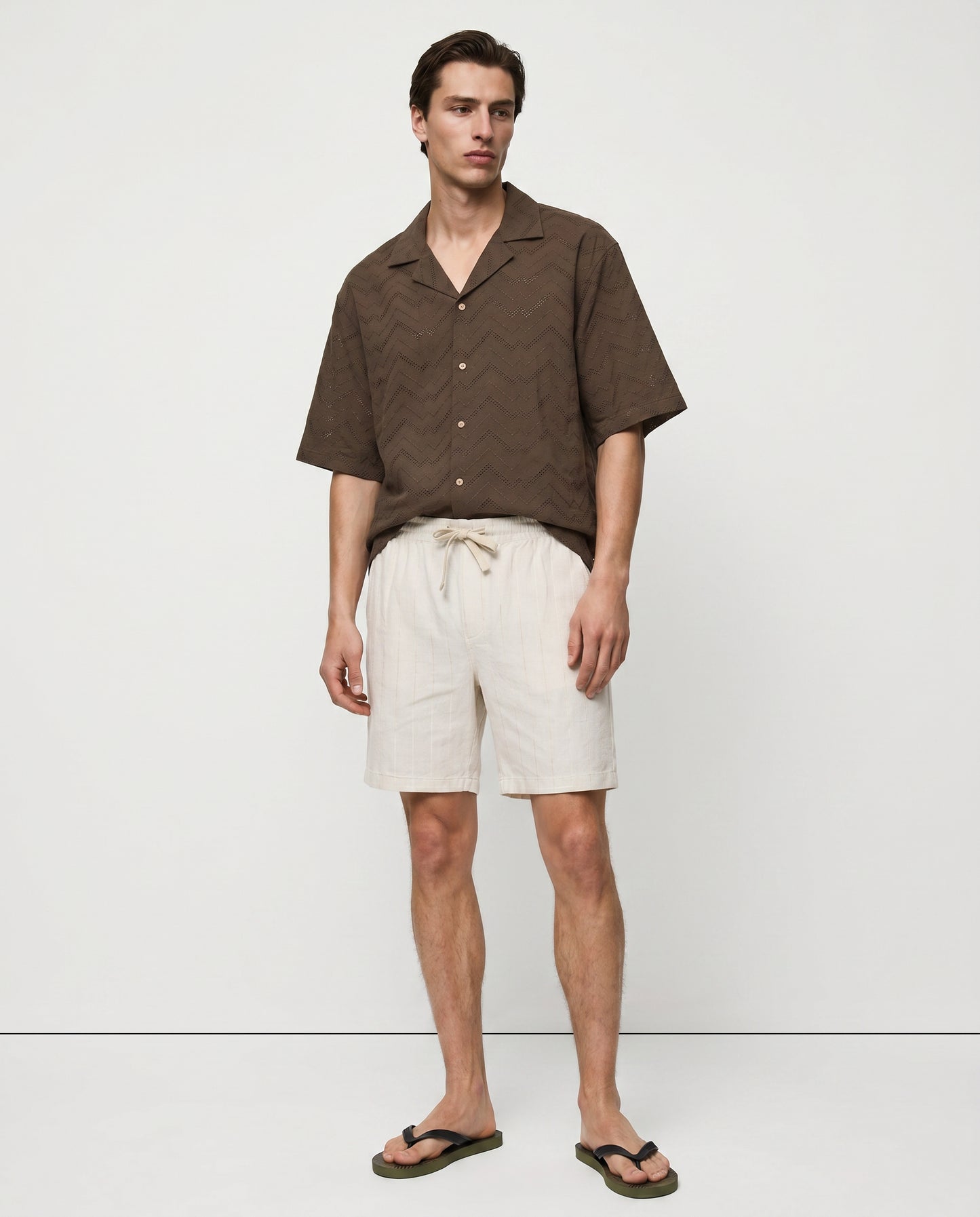 Camicia boxy fit effetto zig zag - Moro