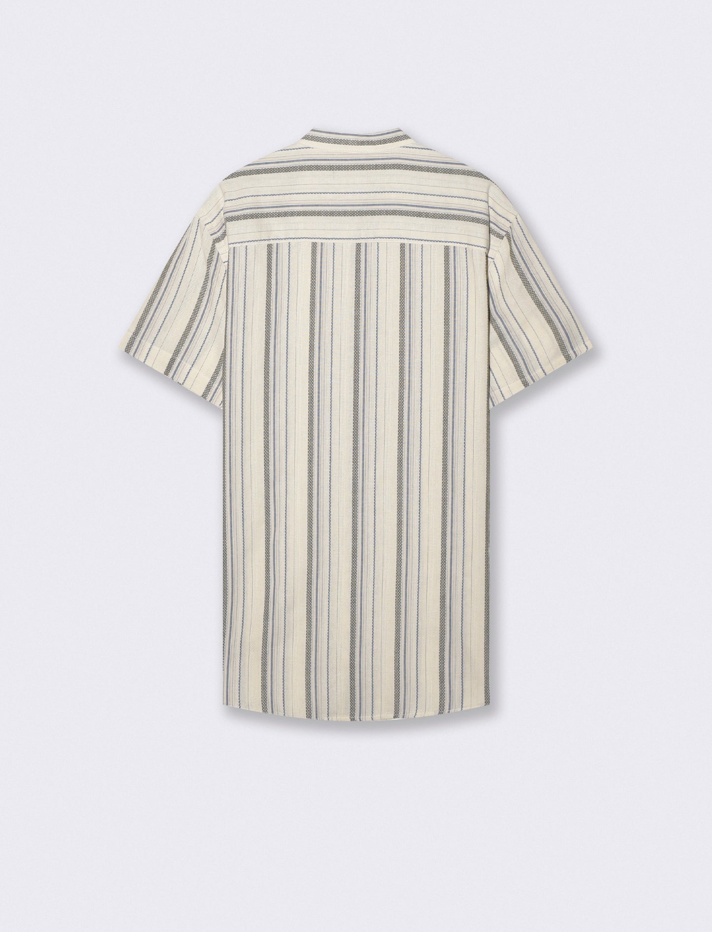 Camicia coreana jacquard a righe - Beige ecru