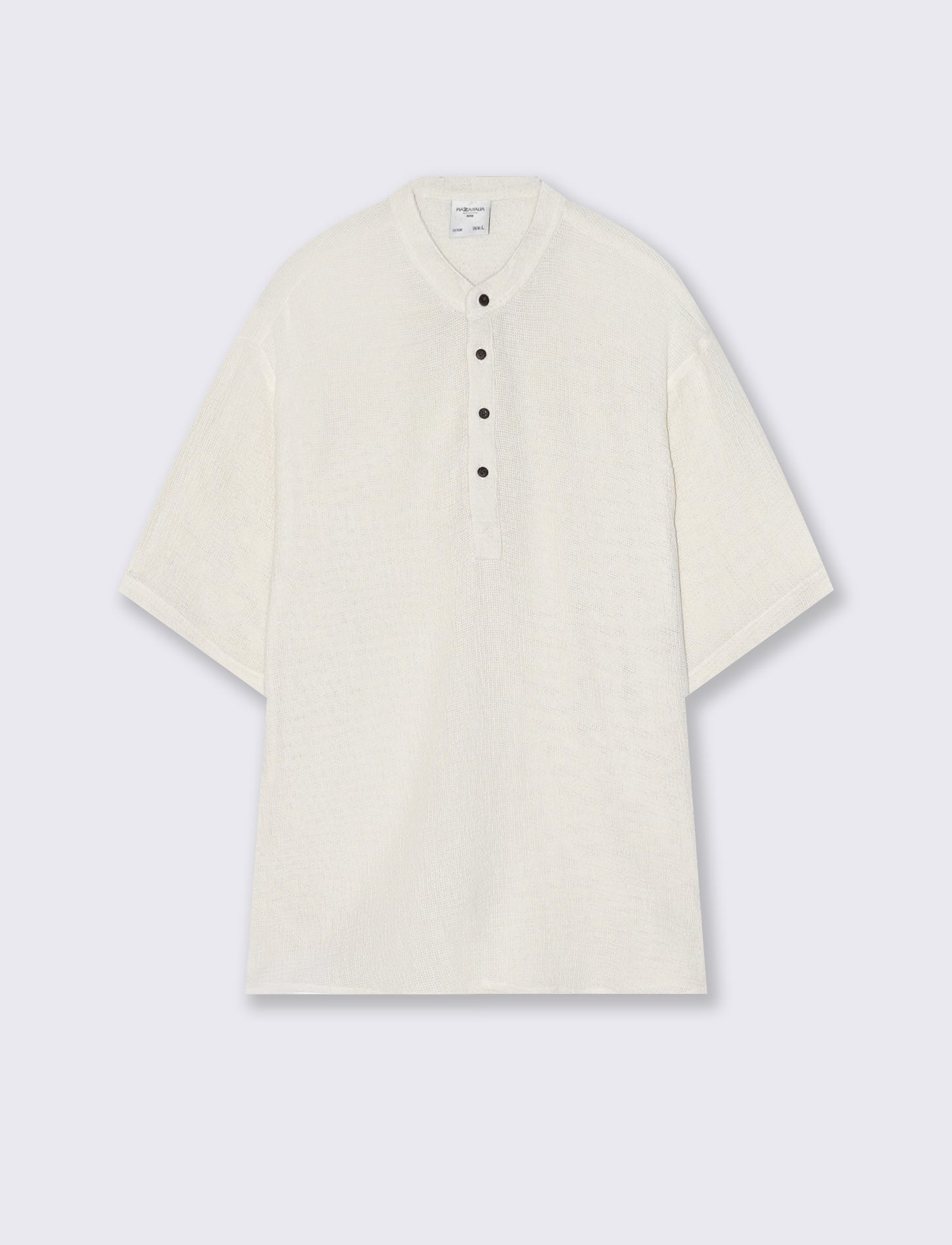 T-SHIRT SERAFINO IN TESSUTO DOBBY - Bianco latte