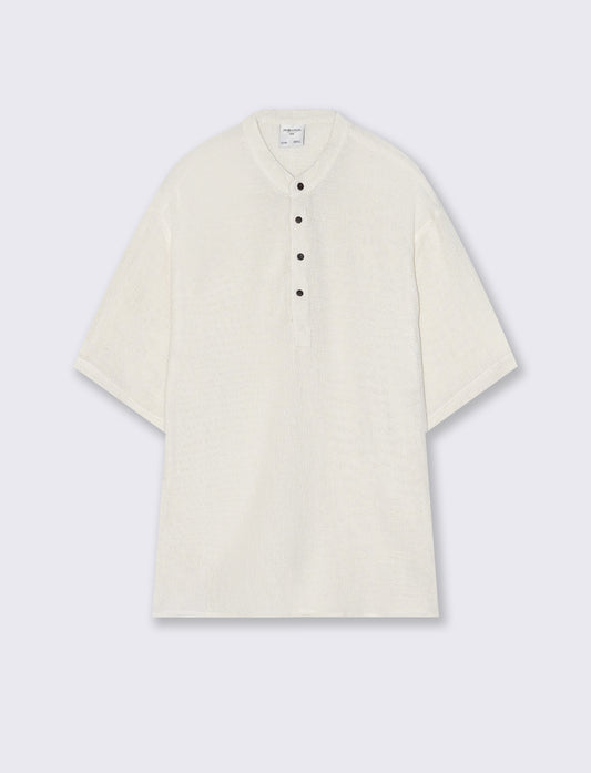 T-SHIRT SERAFINO IN TESSUTO DOBBY - Bianco latte