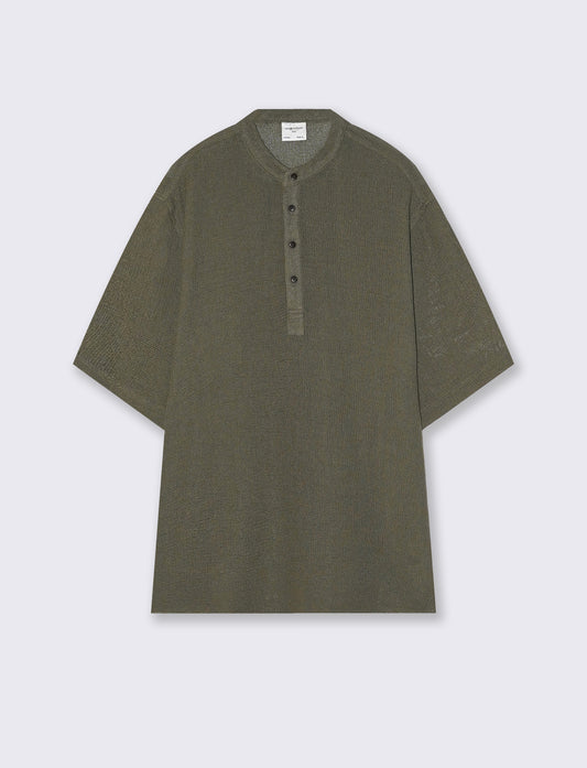 T-SHIRT SERAFINO IN TESSUTO DOBBY - Verde oliva