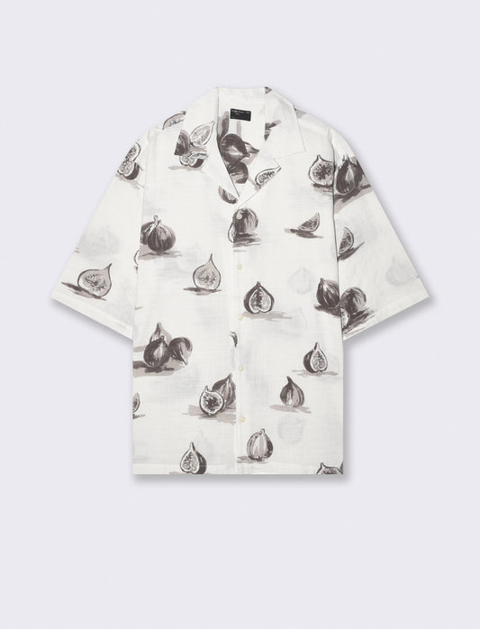 Camicia boxy fit in misto cotone slub - Bianco
