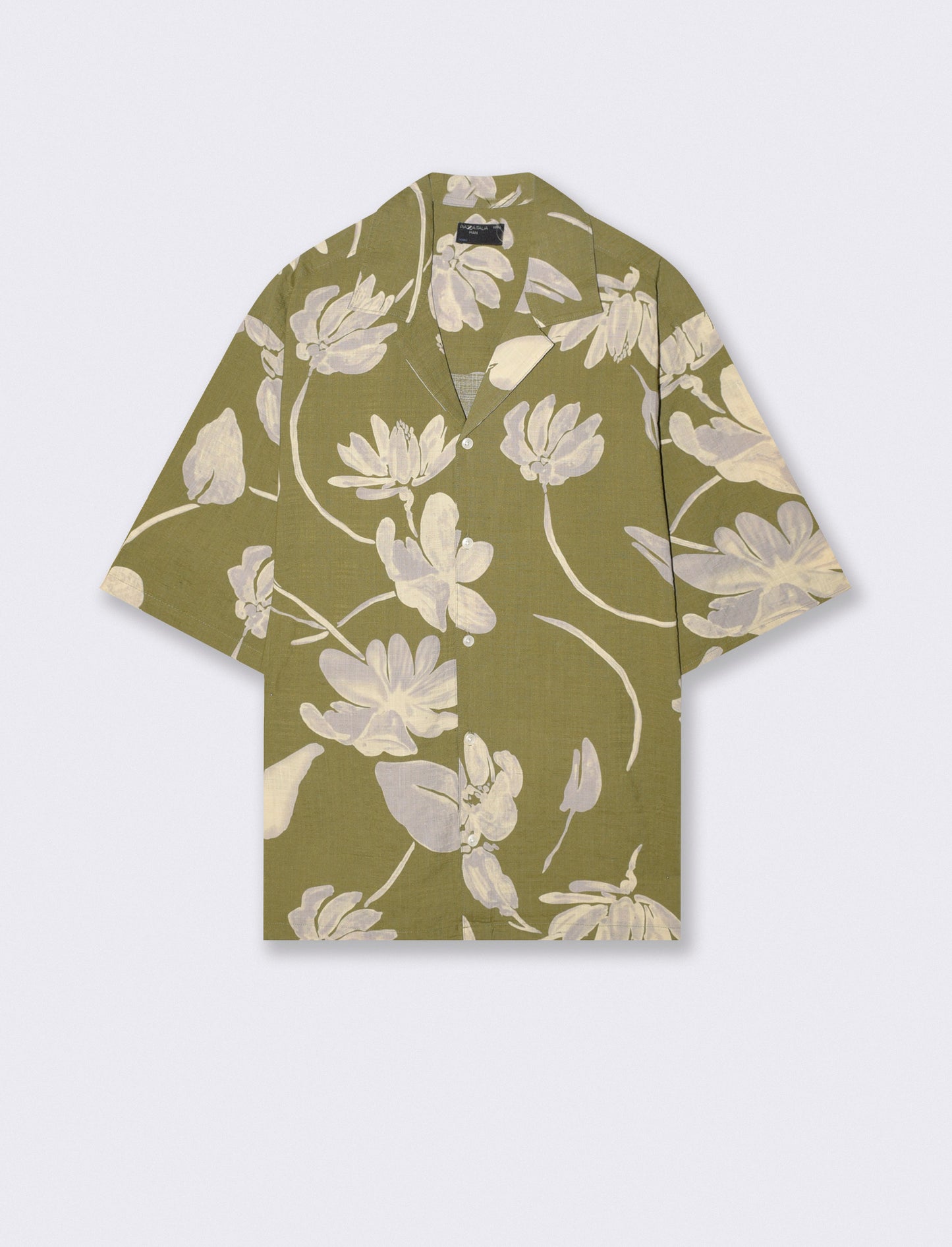 Camicia boxy fit in misto cotone slub - Verde
