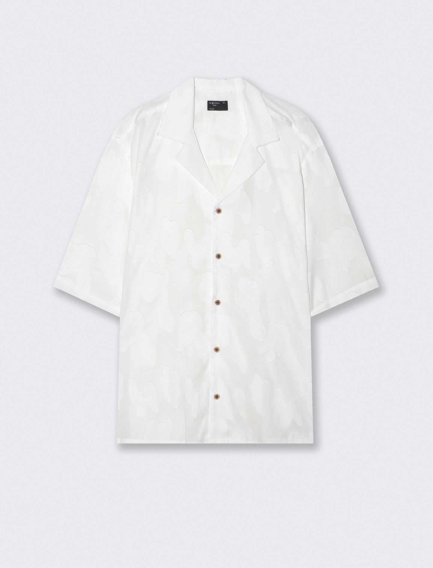 Camicia boxy fit con intarsio astratto - Bianco