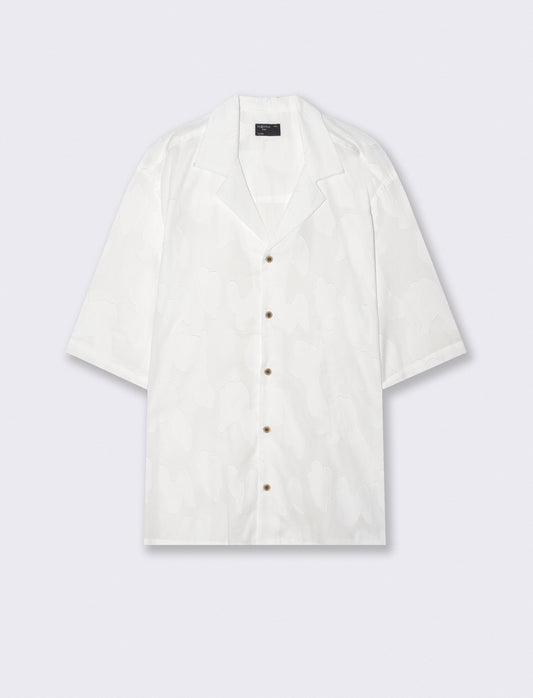 Camicia boxy fit con intarsio astratto - Bianco
