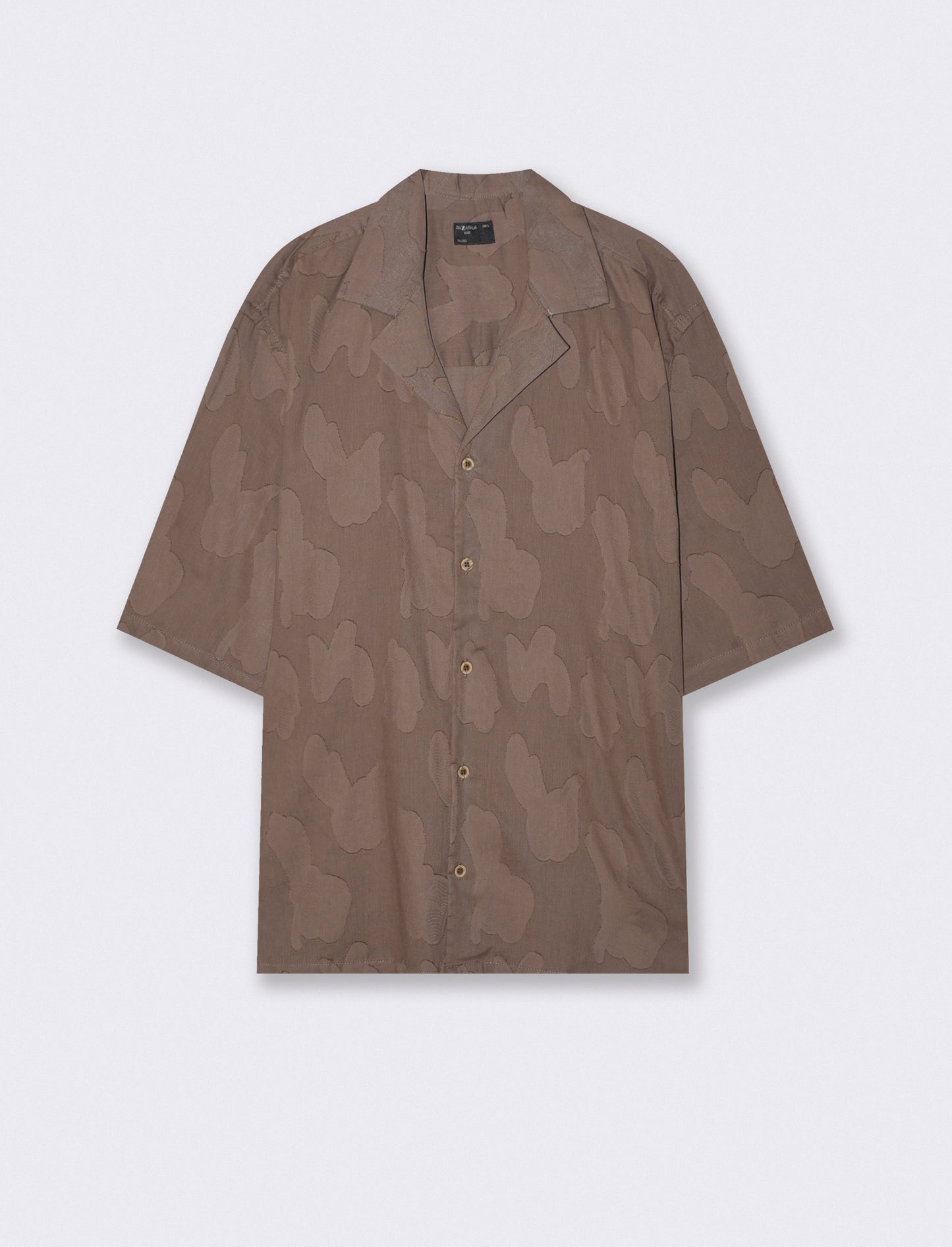 CAMICIA AD INTARSIO FANTASIA ASTRATTA - Grigio fango