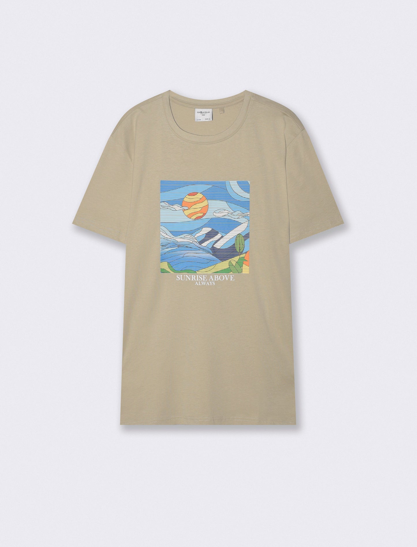 T-SHIRT CON STAMPA EFFETTO MOSAICO RICAMATO - Grigio stone