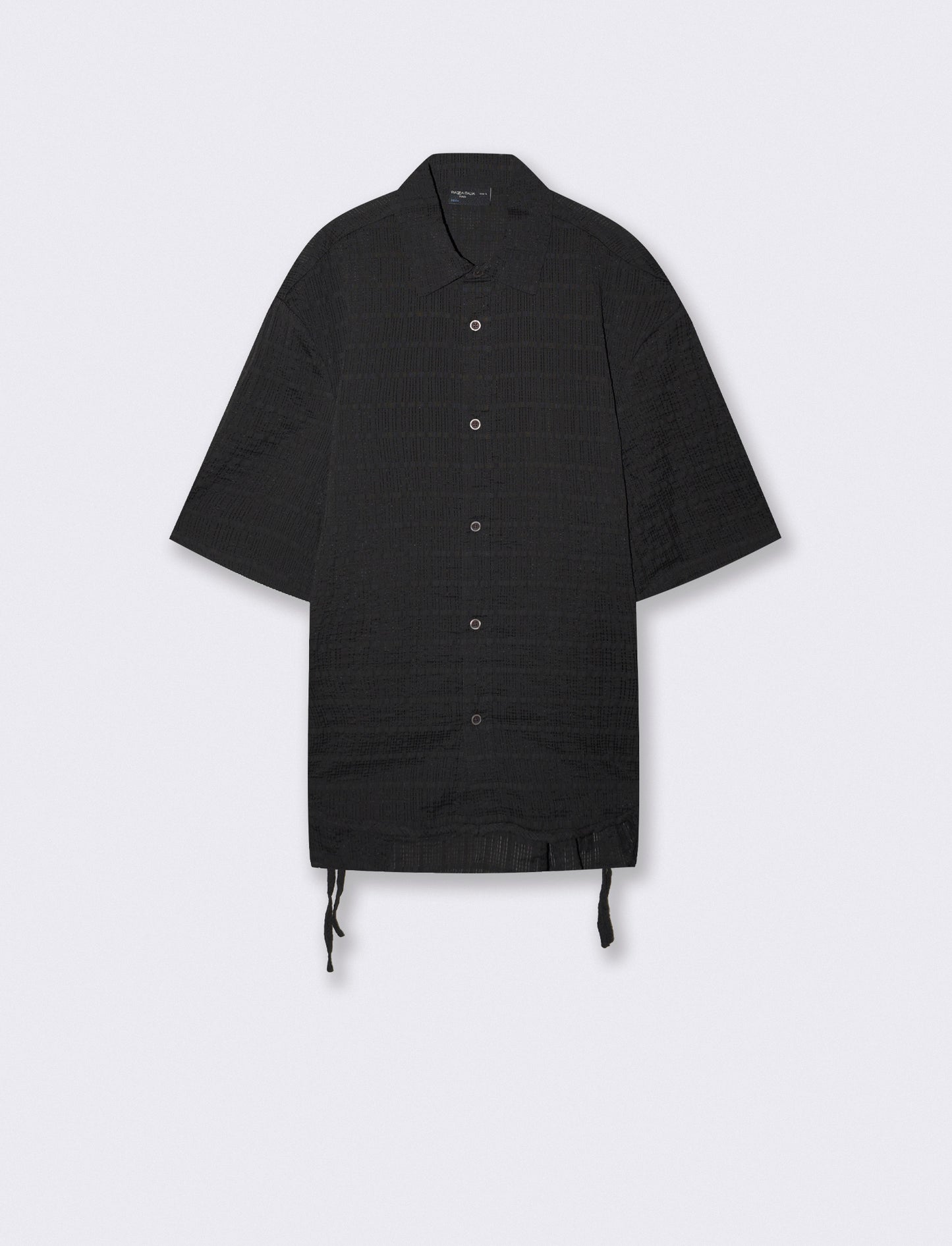 CAMICIA DA SET IN SEER SUCKER CON LACCI - Nero