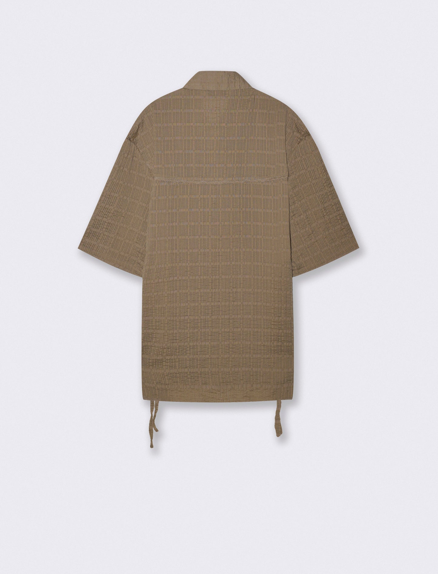 CAMICIA DA SET IN SEER SUCKER CON LACCI - Verde kaki