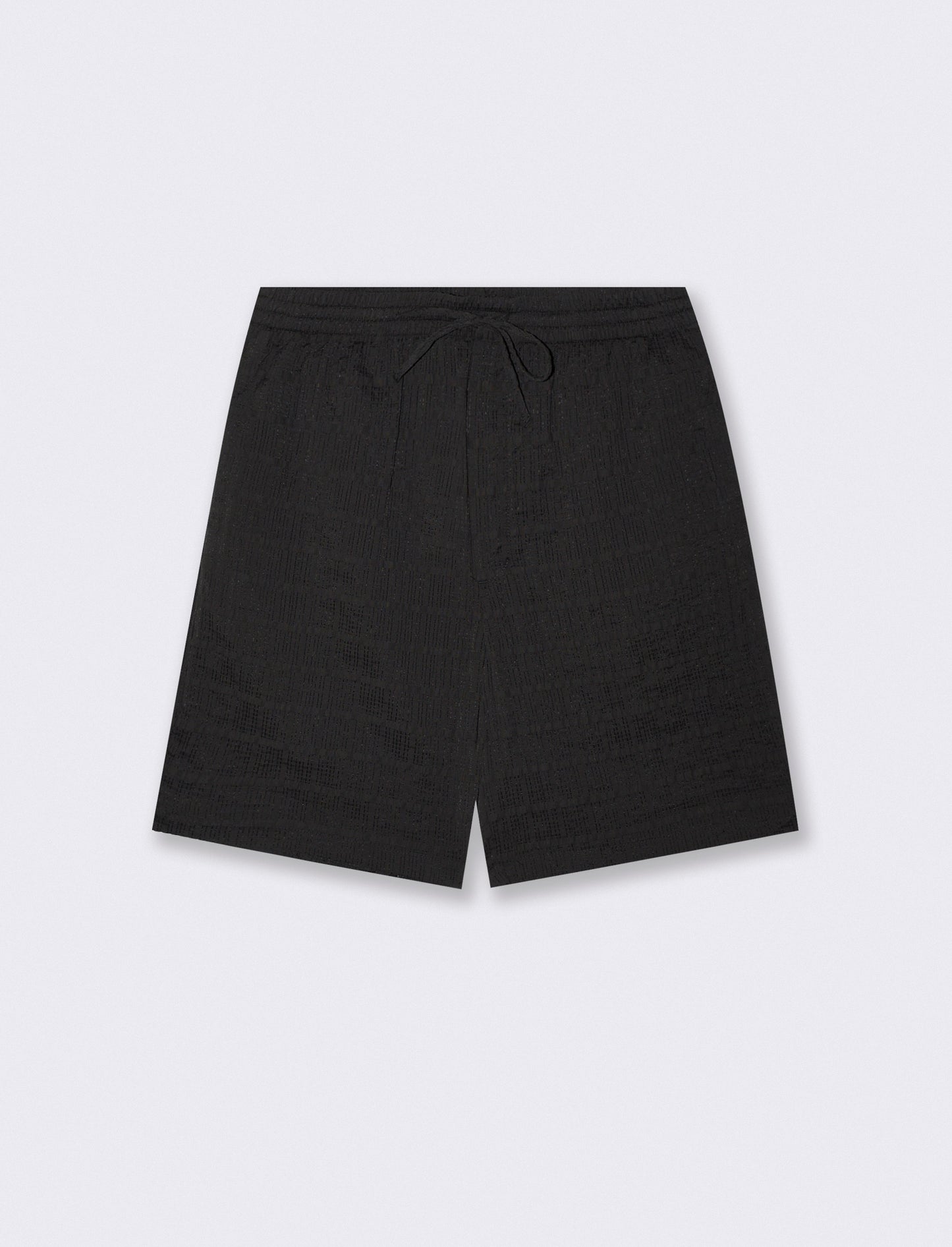 BERMUDA DA SET IN SEER SUCKER CON VITA JOGGER - Nero