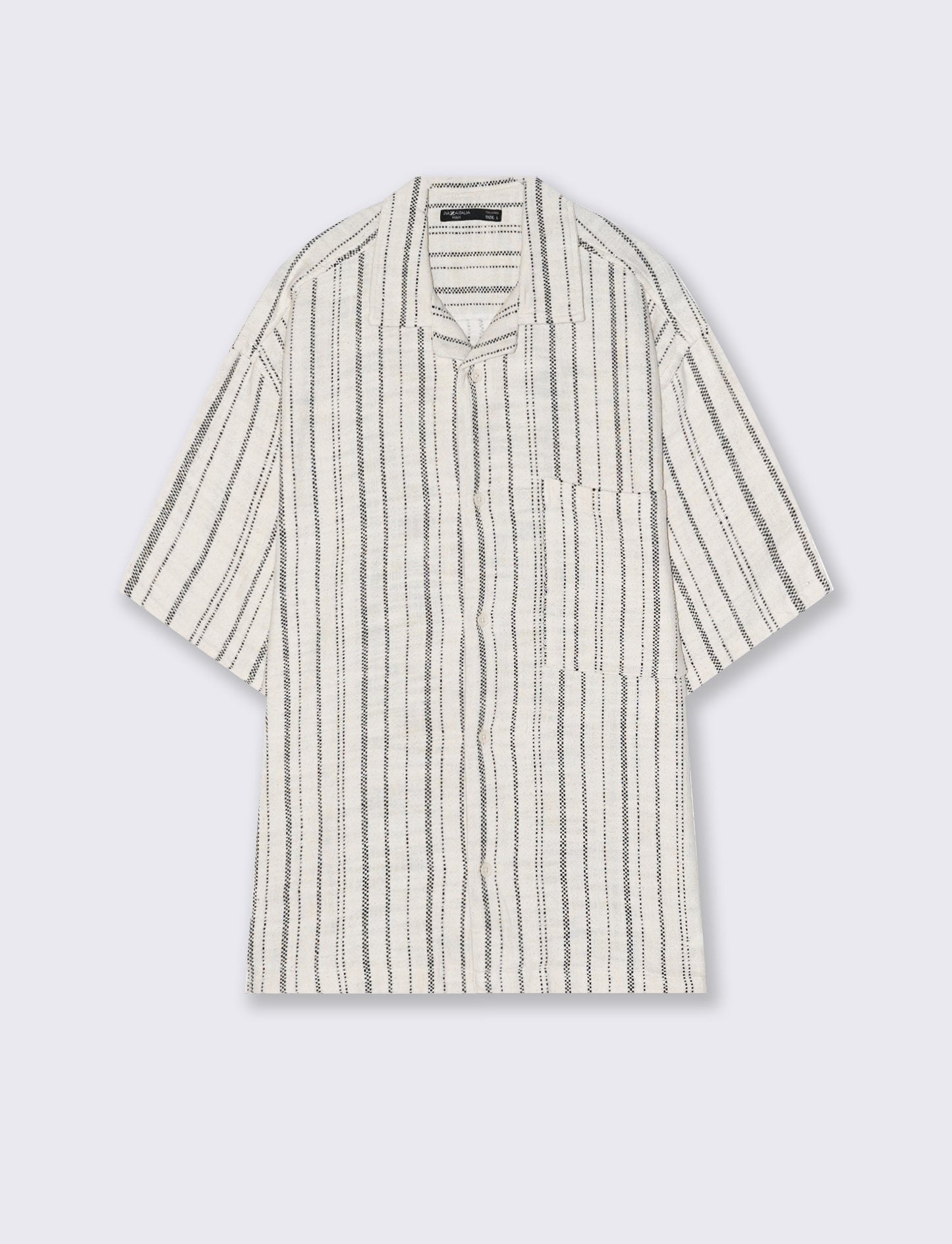 Striped jacquard short sleeve shirt - Beige