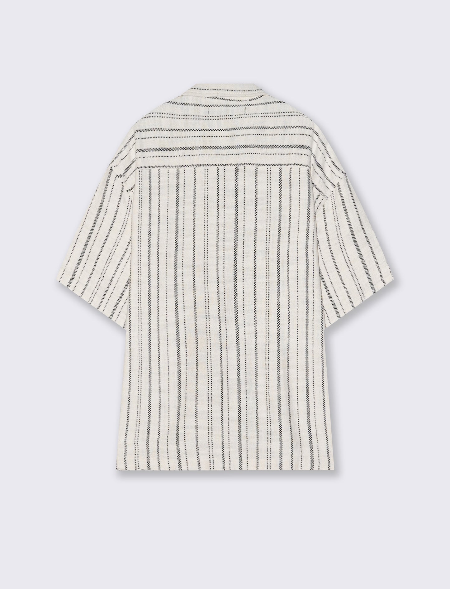 Striped jacquard short sleeve shirt - Beige