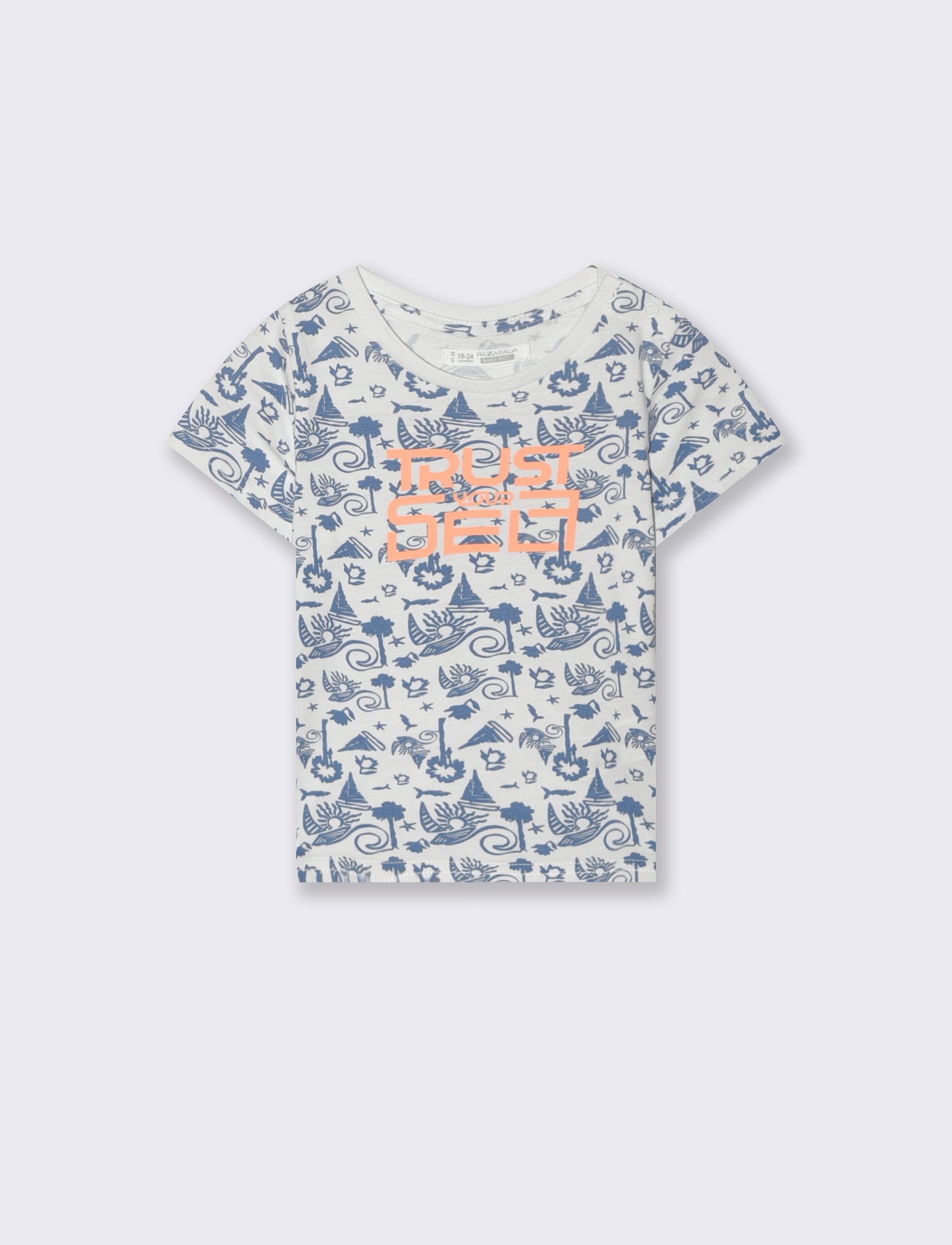 Maglietta girocollo con stampa all over - Bianco