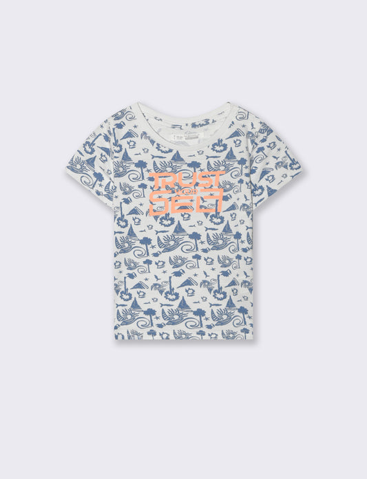 Crew neck t-shirt with all-over print - White