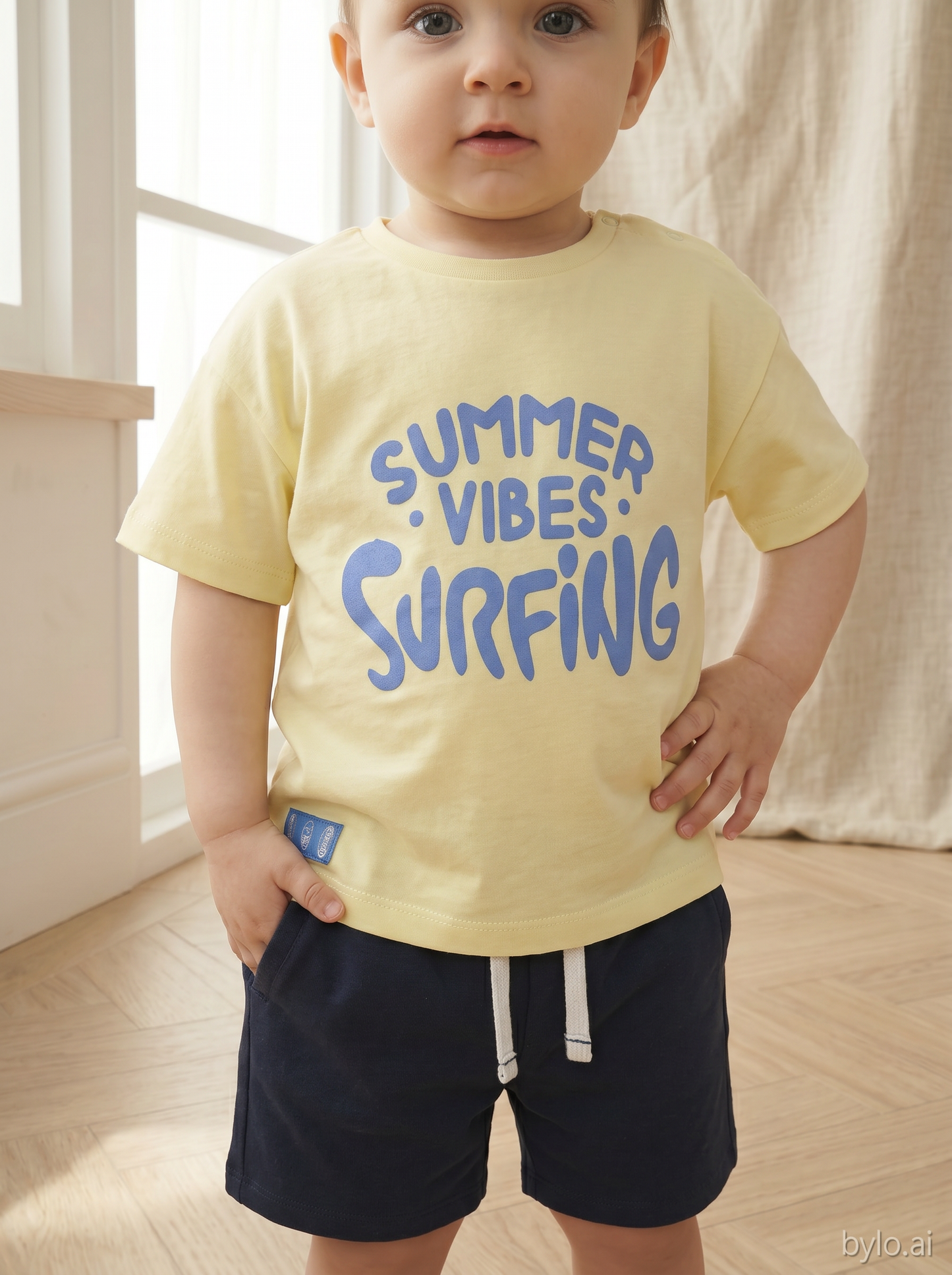Summer print crew neck t-shirt - Yellow