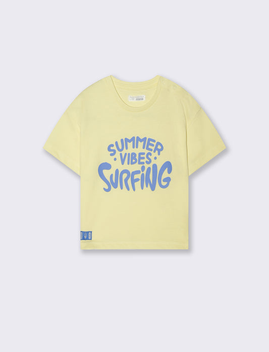 Summer print crew neck t-shirt - Yellow