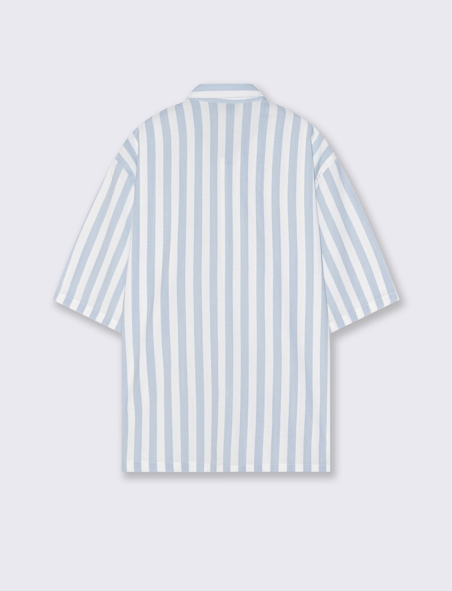 Camicia boxy fit a righe in viscosa - Celeste polvere