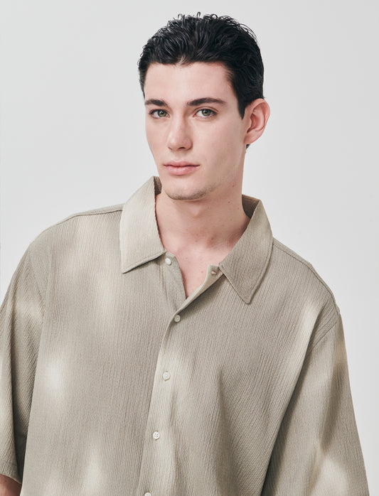 Camicia boxy fit jacquard astratto - Grigio fango