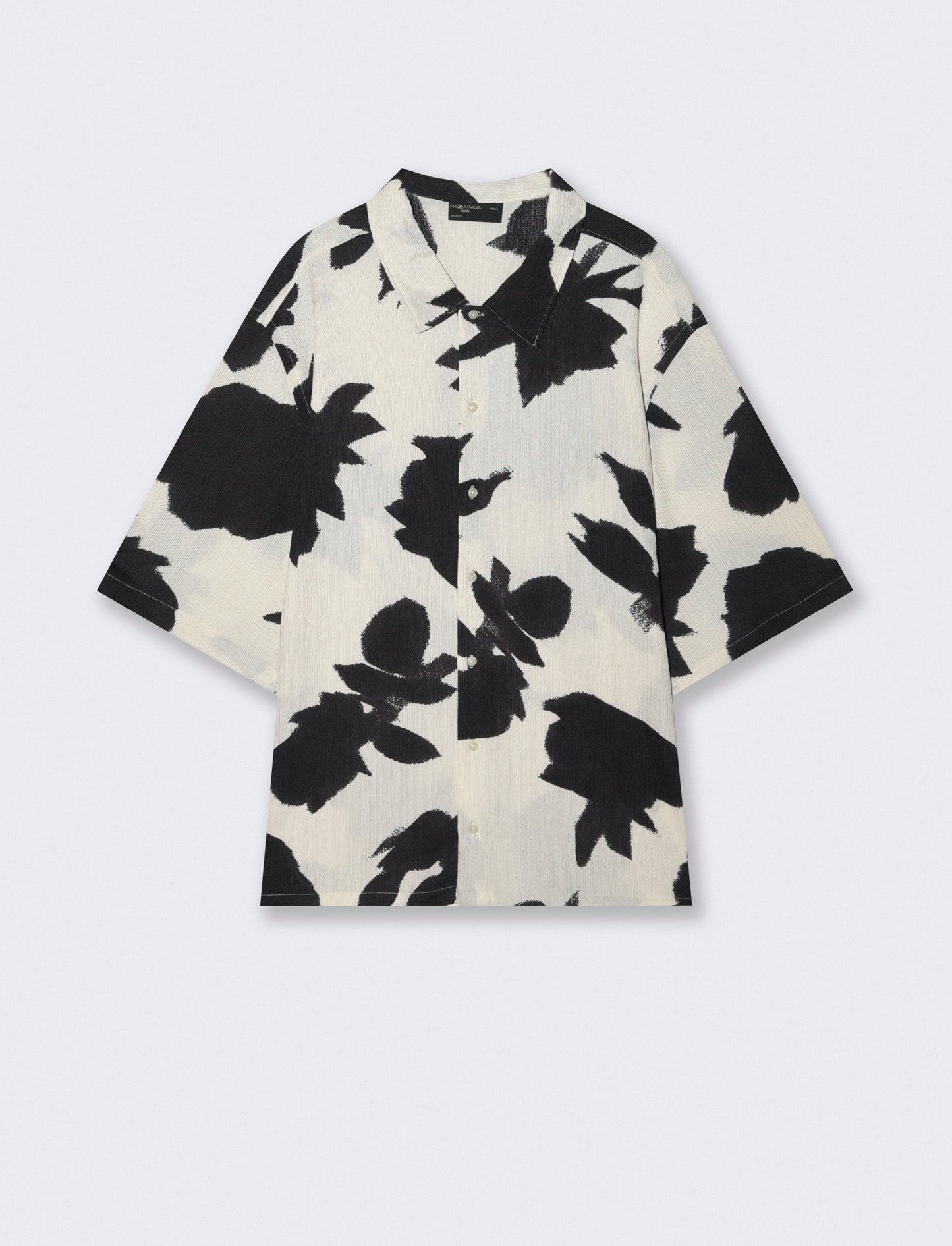 Camicia boxy fit jacquard astratto - Nero