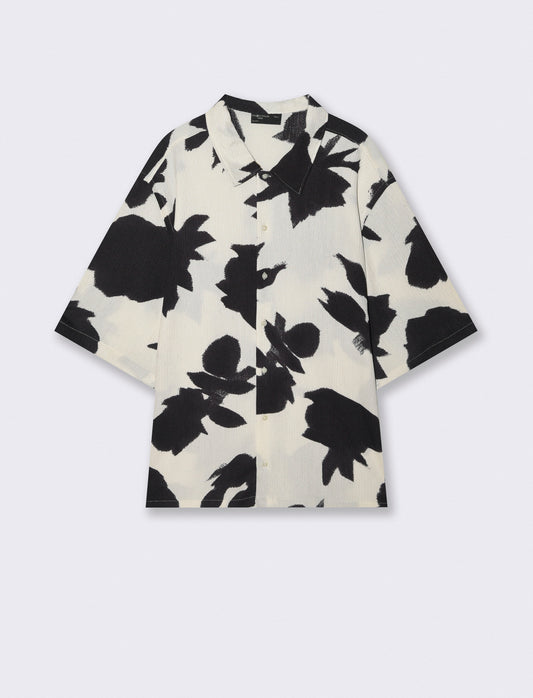 Camicia boxy fit jacquard astratto - Nero