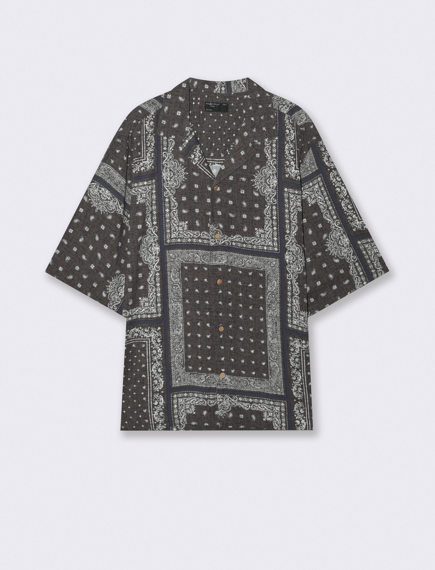 CAMICIA IN VISCOSA FANTASIA PAESLEY PATCHWORK - Grigio