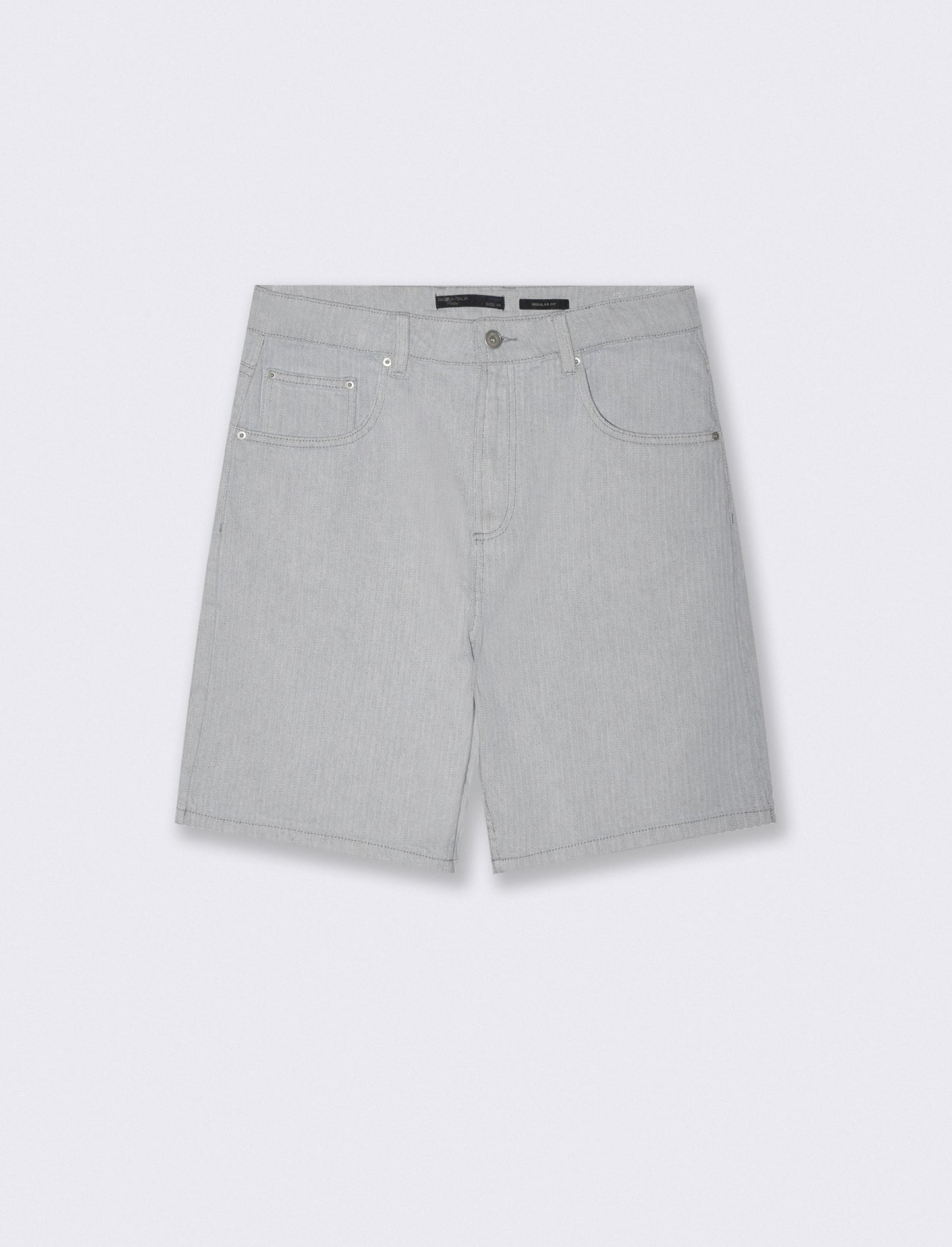 Bermuda jeans effetto spigato regular fit - Denim chiaro