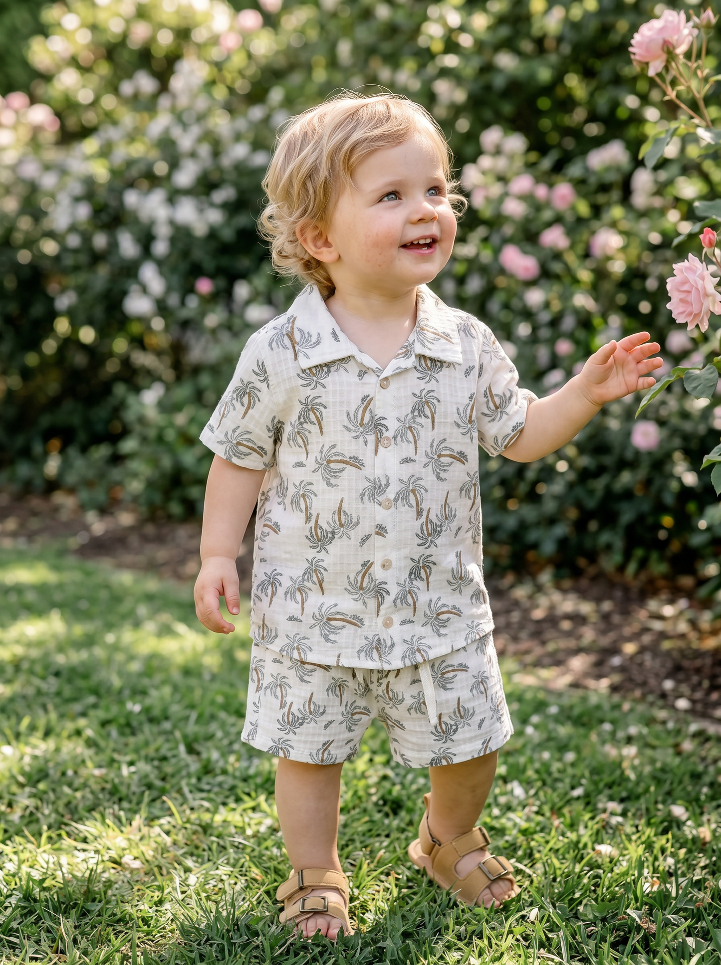 Short sleeve printed shirt palms - Multicolor